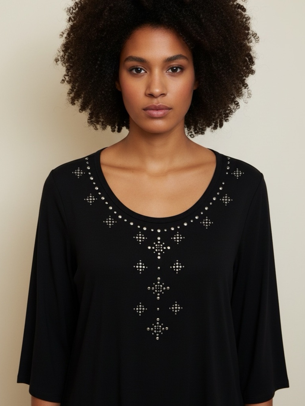 Karen Kane Black Relaxed Embellished Tunic
